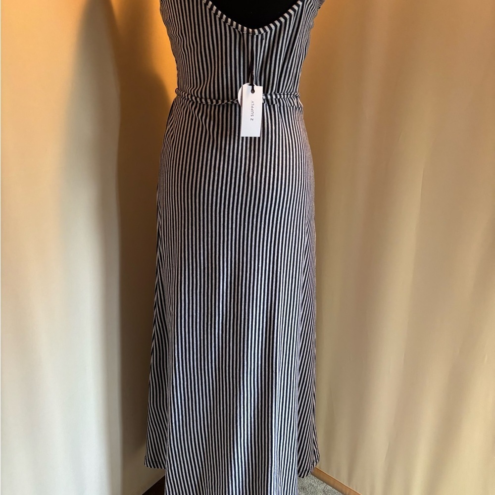 Blue and White Asymmetrical Halter Sundress - Picture 4 of 6